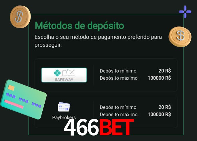 O cassino 466Bet oferece uma grande variedade de métodos de pagamento